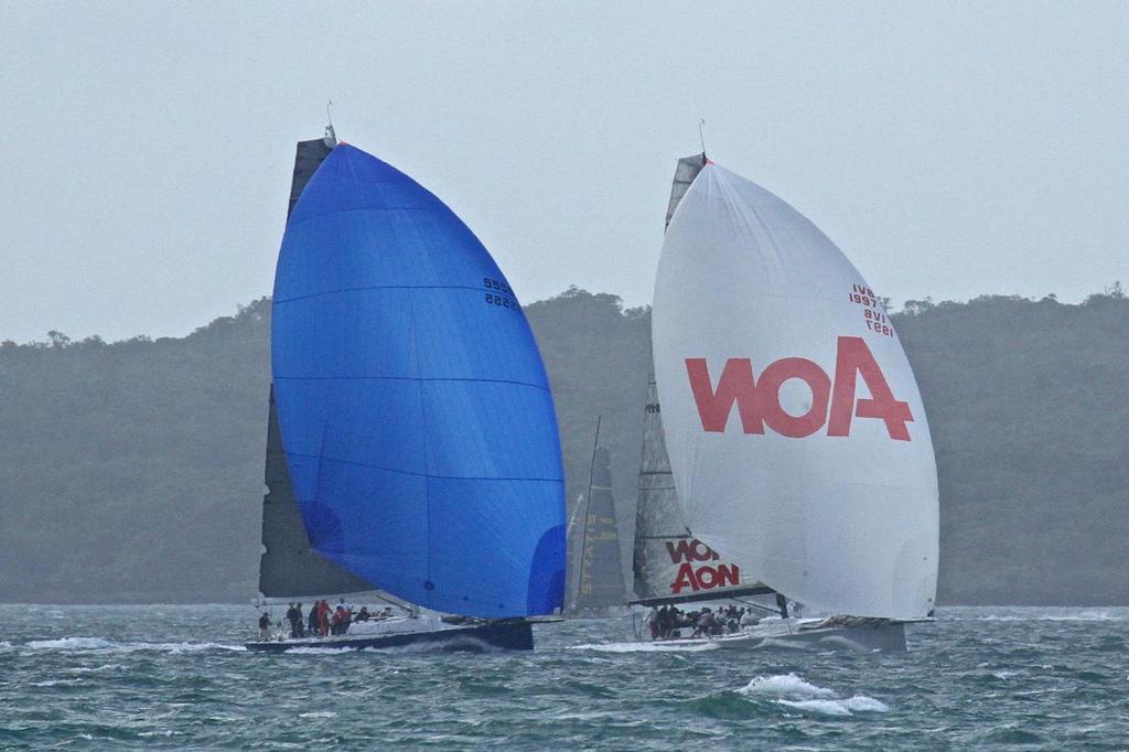 TP52's V5 and Mayhem (AON) - RNZYS Winter Series, August 2, 2014 © Richard Gladwell www.photosport.co.nz